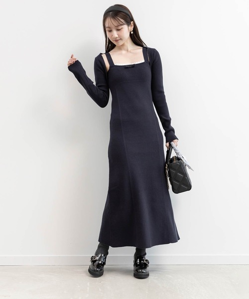 「RANDA」 ニットワンピース 1 グレー レディースの画像