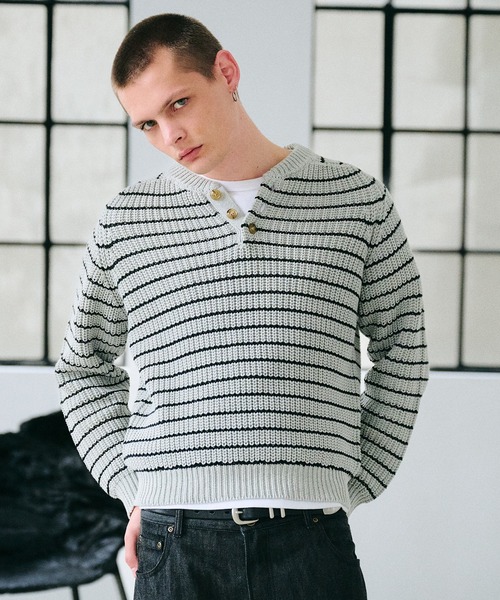 Regen Glanz セーター ニット henley neck design knit / ヘンリー 
