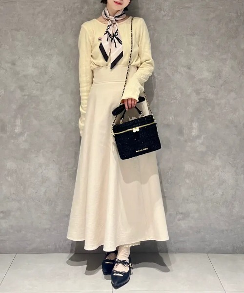 Maison de FLEUR ツイードキューブショルダーバッグ　ホワイト 2Way】ツイードキューブショルダーバッグ/Maison de FLEUR（メゾン ド