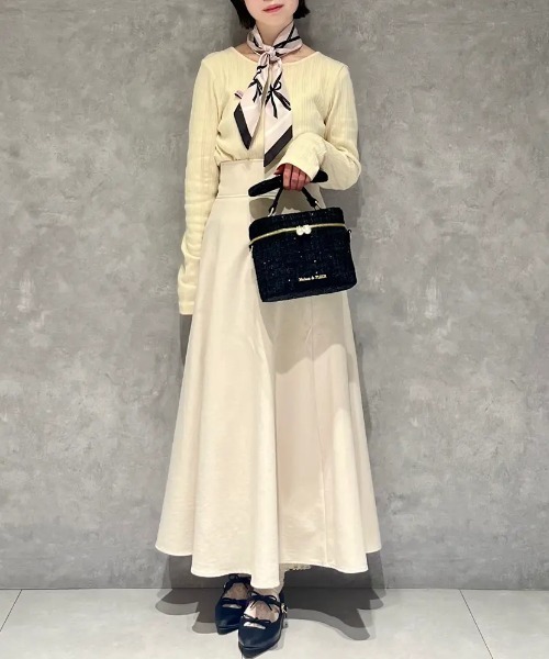 Maison de FLEUR ツイードキューブショルダーバッグ　ホワイト 2Way】ツイードキューブショルダーバッグ/Maison de FLEUR（メゾン ド