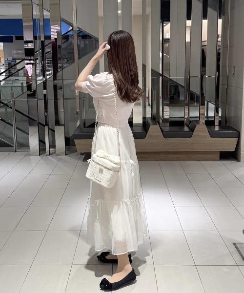 Maison de FLEUR ツイードキューブショルダーバッグ　ホワイト Maison de FLEUR（メゾンドフルール） ショルダーバッグ バッグ