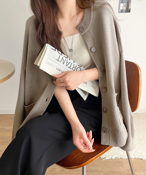 「classicalelf」 ニットカーディガン LARGE グレイッシュベージュ レディース_画像4