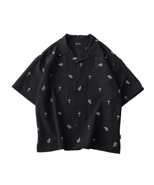 ☆Subciety 天使柄 半袖シャツ オープンカラー XS レア　美品 Subciety（サブサエティ） シャツ 半袖 All-over embroidered shirt
