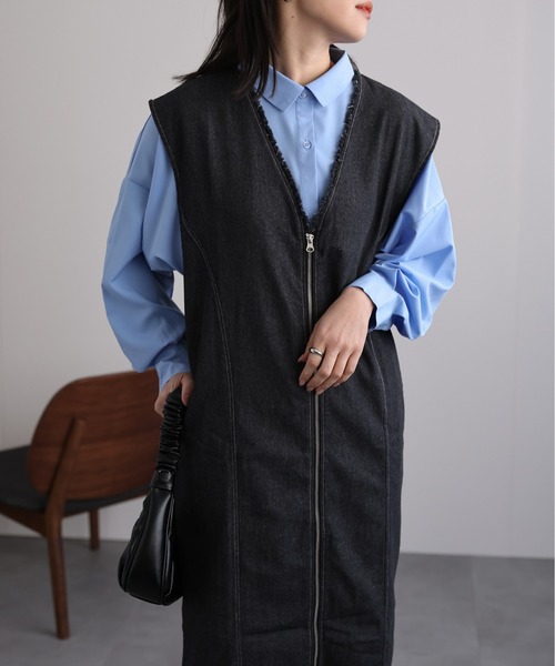 「ap retro」 ノースリーブワンピース MEDIUM インディゴブルー レディース_画像8