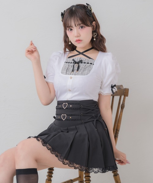 ROJITA（ロジータ） tシャツ クロスリボンヨーク切替カットトップス
