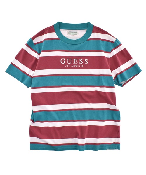 GUESS（ゲス） tシャツ 「USED」GUESS ロゴ マルチボーダー Tシャツ