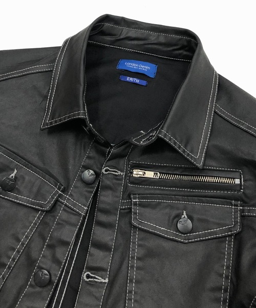 「London Denim」 デニムジャケット MEDIUM ブラック メンズ_画像8