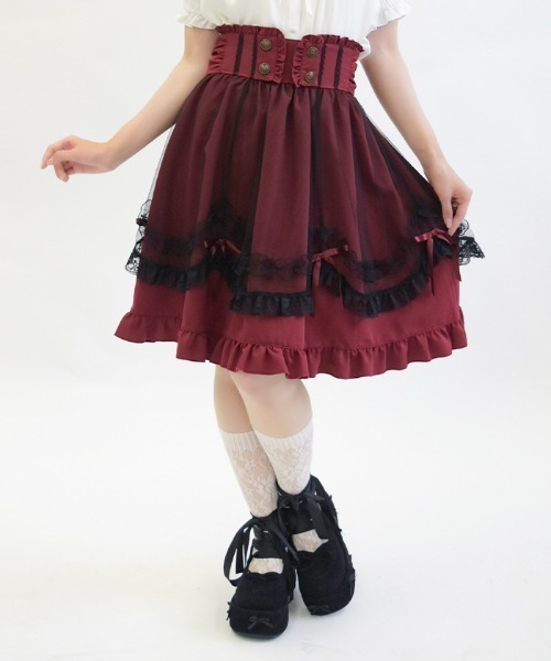 axes femme POETIQUE スカート エプロン風レイヤードスカート