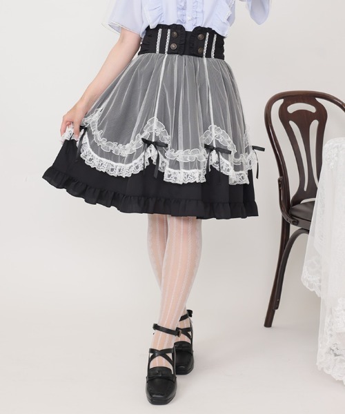 axes femme POETIQUE スカート エプロン風レイヤードスカート