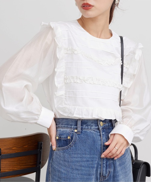 「Chez toi」 長袖ブラウス FREE オフホワイト レディース_画像4
