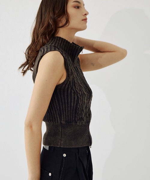 トップス Z CONZ ニット セーター sleeveless zip knit tops レディース