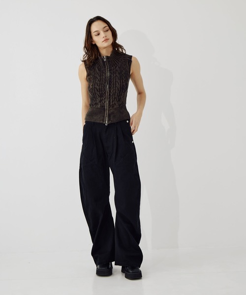 CONZ ニット セーター sleeveless zip knit tops レディース