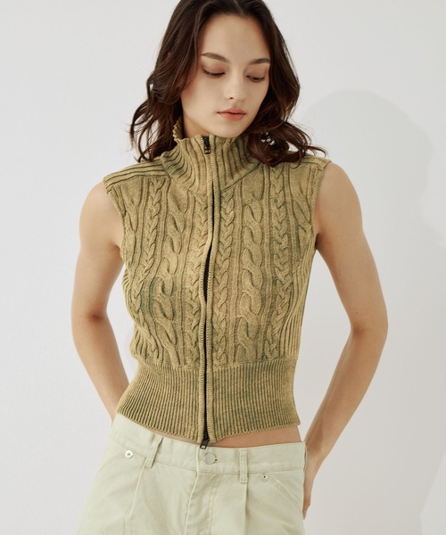 CONZ ニット セーター sleeveless zip knit tops レディース