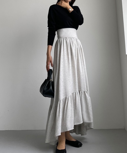 「Louere」 フレアスカート LARGE グレー レディース_画像2