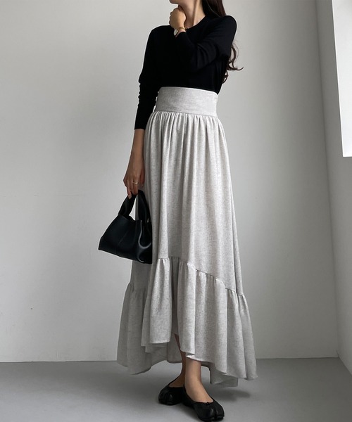 「Louere」 フレアスカート LARGE グレー レディース_画像3