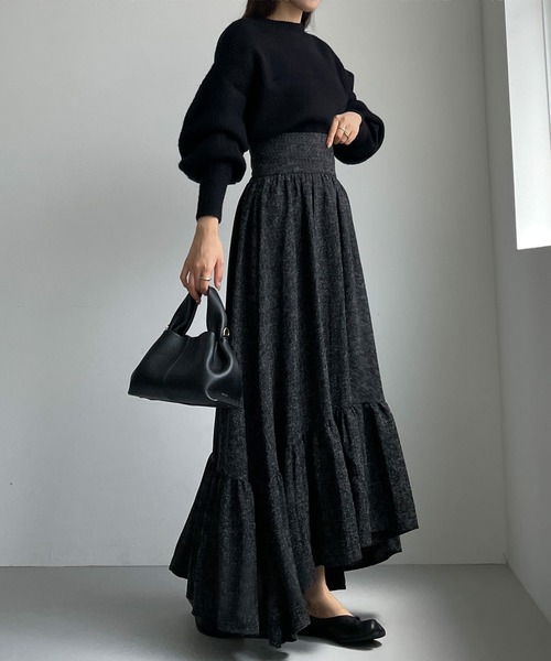 「Louere」 フレアスカート LARGE グレー レディース_画像4