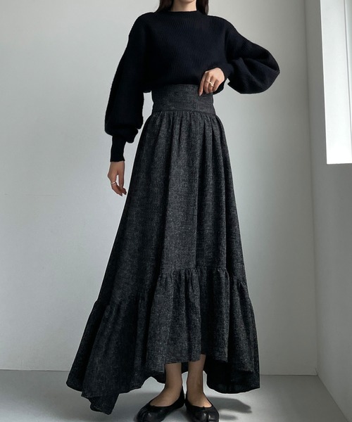 「Louere」 フレアスカート LARGE グレー レディース_画像8