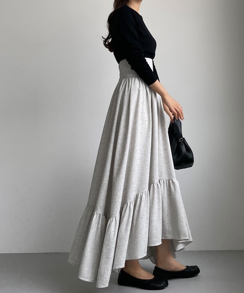 「Louere」 フレアスカート LARGE グレー レディース_画像9