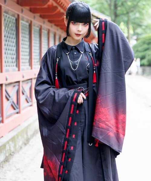 REZEN（リゼン） コート ジャケット 彼岸花×月プリント羽織 メンズ