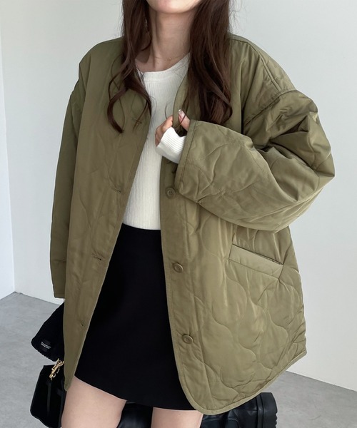 美品 アドーア ADORE キルティング ノーカラージャケット キルト 入学式 美品 アドーア ADORE キルティング ノーカラージャケット キルト
