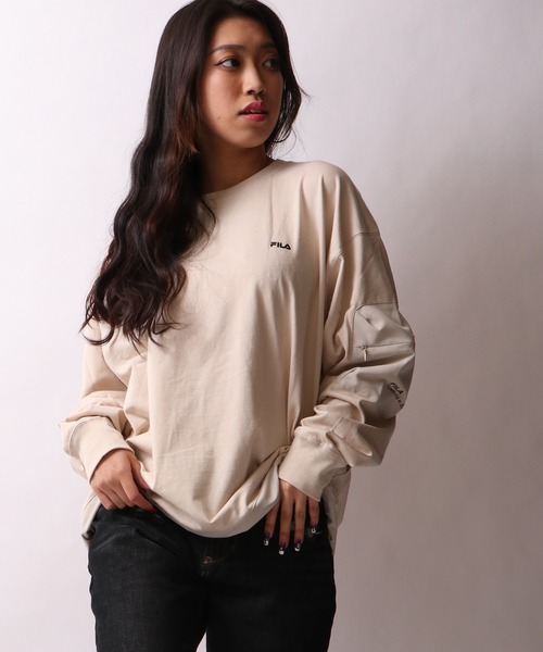 FILA HERITAGE tシャツ heritage ワンポイントロゴプリント 袖
