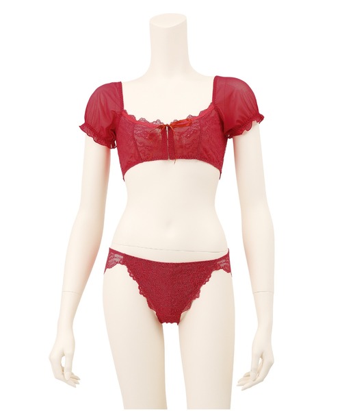 RAVIJOUR ブラジャー ショーツセット パフスリーブ ブラ