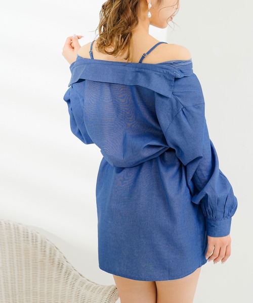 Diable baiser ワンピース 2WAYオフショルシャツワンピース「M