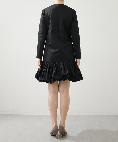 新品ウィムガゼット タックボリュームチュニック ワンピース ゆったり 黒 フリル Whim Gazette（ウィム ガゼット） ワンピース タフタミニボリューム
