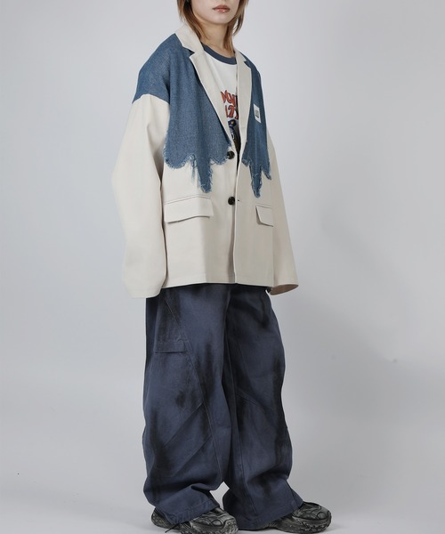 JUNYA WATANABE 異素材切替 ジャケット リバーシブル テーラード ジャケット テーラードジャケット 「HOOK」個性派 デニム異素材