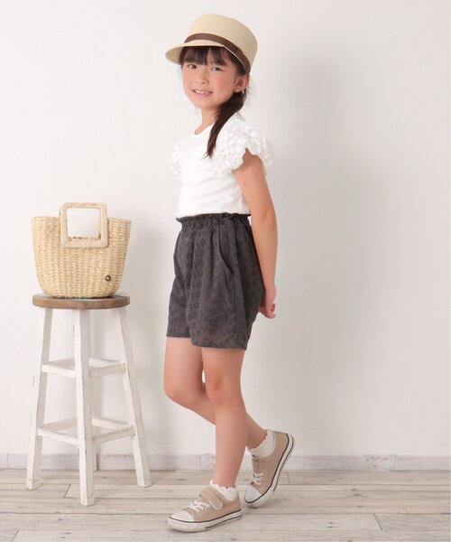 ikka パンツ 「セットアップ対応」コットンレースショートパンツ