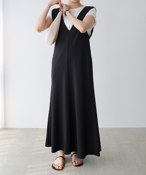 evernavy ワンピース Vネックポンチフレアワンピース : ZOZOTOWN Yahoo