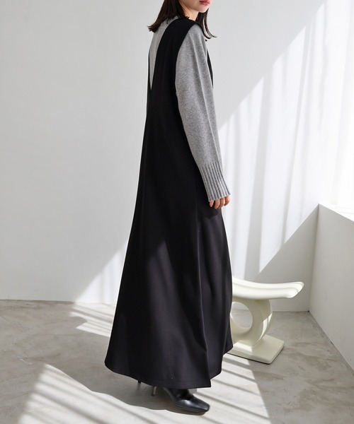 evernavy ワンピース Vネックポンチフレアワンピース : ZOZOTOWN Yahoo