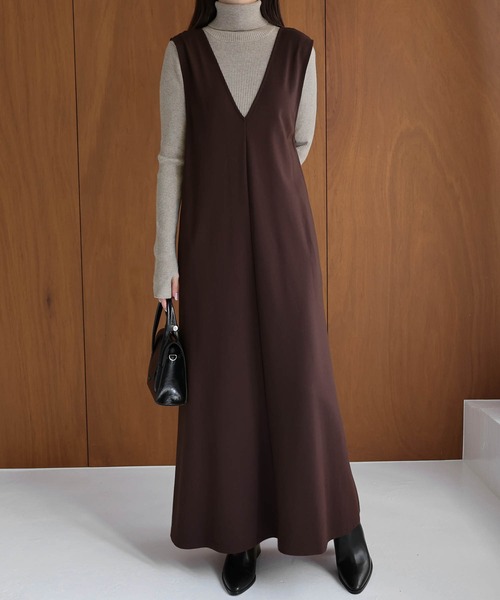 evernavy ワンピース Vネックポンチフレアワンピース : ZOZOTOWN Yahoo