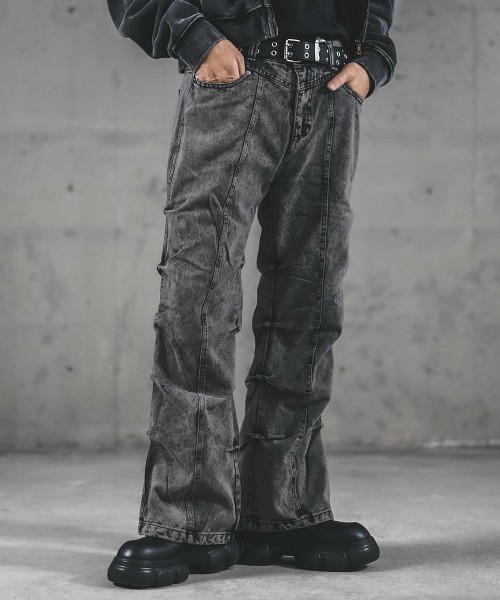 Shoowtime ジーンズ vintage make side tuck flare denim pants 