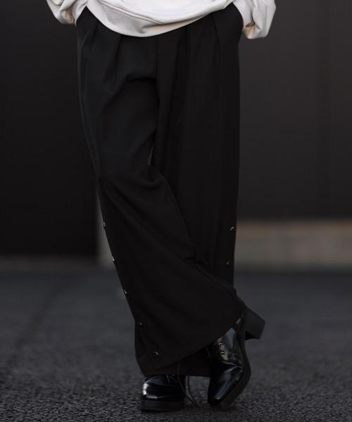 CLEL スラックス 「CLEL」Multi-silhouette loose side button