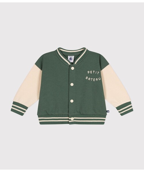 【新品未使用】プチバトー スタジャン アウター スウェットブルゾン　116cm PETIT BATEAU ブルゾン アウター スウェットバイカラーブルゾン