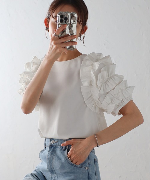 each alchemist tシャツ ランダムフリルスリーブプルオーバー