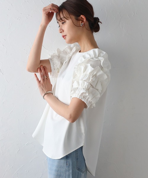 each alchemist tシャツ 半袖 ランダムフリルスリーブプルオーバー