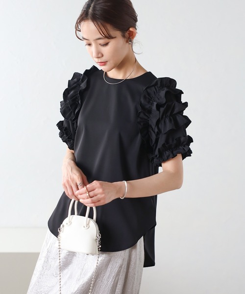 “かぐれ”フリルスリーブプルオーバー・ブラック・未使用品 カグレ かぐれ フリルスリーブプルオーバー （BLACK