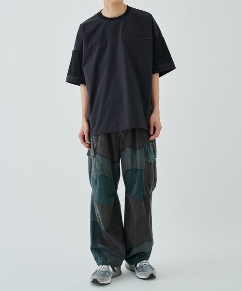 uvカット tシャツ STUDIOUS別注 BLK NYLON SHORT SLEEVE T-SHIRTS メンズの画像