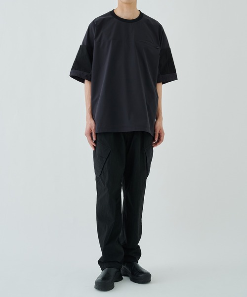 uvカット tシャツ STUDIOUS別注 BLK NYLON SHORT SLEEVE T-SHIRTS メンズの画像