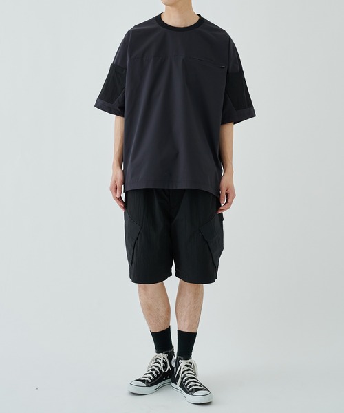 uvカット tシャツ STUDIOUS別注 BLK NYLON SHORT SLEEVE T-SHIRTS メンズの画像