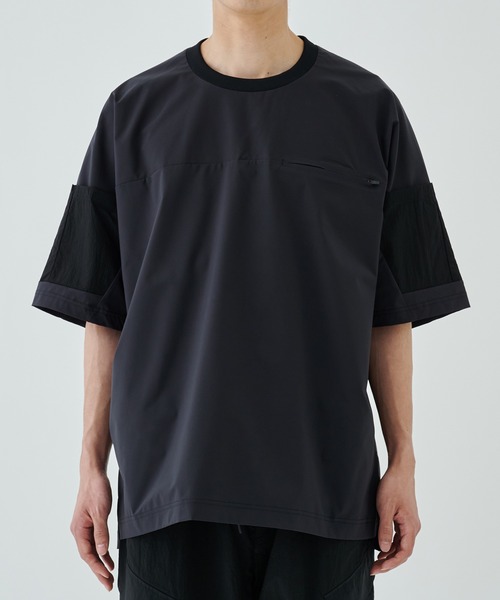 uvカット tシャツ STUDIOUS別注 BLK NYLON SHORT SLEEVE T-SHIRTS メンズの画像