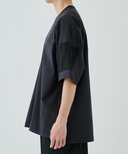 uvカット tシャツ STUDIOUS別注 BLK NYLON SHORT SLEEVE T-SHIRTS メンズの画像
