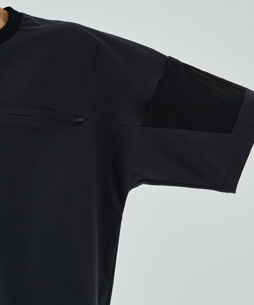 uvカット tシャツ STUDIOUS別注 BLK NYLON SHORT SLEEVE T-SHIRTS メンズの画像