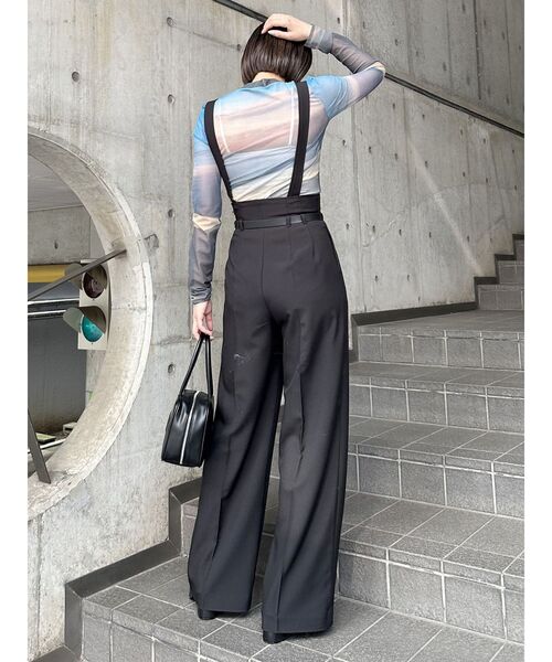 MURUA パンツ 「SET UP対応」フェイクレザーベルトサスペンダー