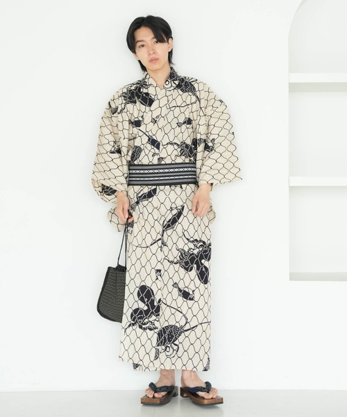 古今　浴衣　注染　新品未使用 utatane 浴衣 手染め注染浴衣3点セット utatane×注染工房 白地に