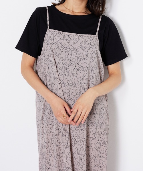 plus X■花柄 裏地付き キャミワンピース ドレス CL0452 花柄キャミワンピ×チュールセット | キャミワンピース | Noela