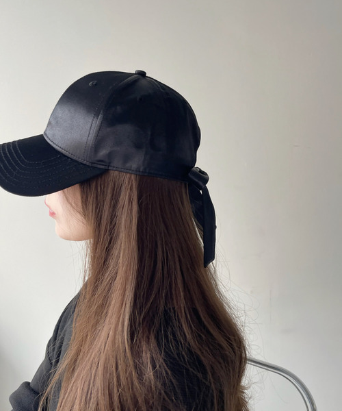 Ada. キャップ 帽子 バックリボン サテン オーバーフィット