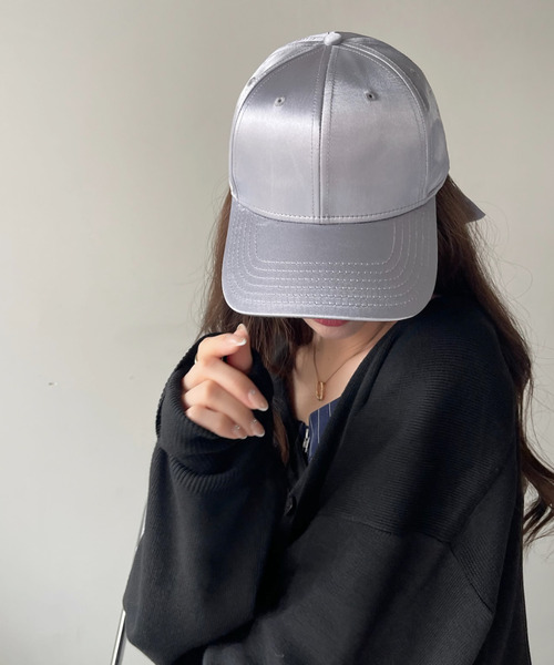 Ada. キャップ 帽子 バックリボン サテン オーバーフィット